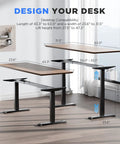 ZTTEN Dual Motor Electric Standing Desk Frame Heavy Duty Black Base Fits 43.3 To 63 In Desktops dimensions illustration