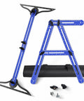 Solid Build Stair Tread Template Tool With Hella Precise Six Fold Measuring Jig For Dead On Staircase Angles and Pro Woodworking Layouts Up To Fifty Two Inches No Sweat Setup with blue aluminum ruler