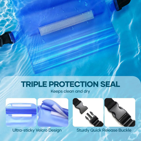 Waterproof Fanny Pack For Women IP68 Phone Passport Pouch Floating Dry Bag with triple protection seal and Velcro design