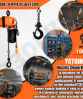 Beefy Electric Chain Hoist 330 Lbs 120V Single Phase Winch With 9.8 Ft Lift Height in garage with remote control