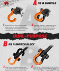 D Ring Separate Shackle With Snatch Block Three Quarter Inch Beefy Heavy Duty Tow Winch Pulley For Off Road Recovery Truck ATV UTV showing dual-use setup