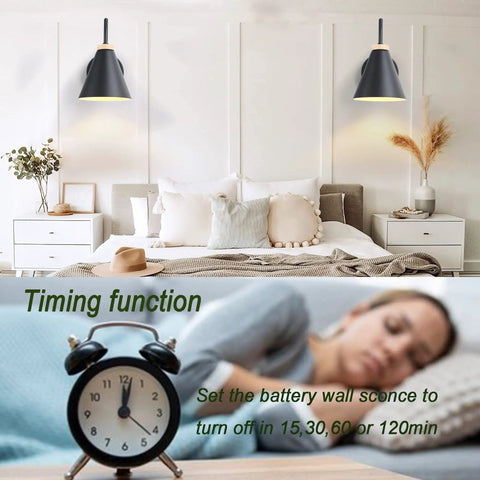 Two Pack Battery Operated Wireless Wall Sconces With Remote Dimmable Bulbs No Wiring Needed For Chic Indoor Decor In Hallways Stairs Lounges And Restaurants Easy Install over bed with timer function