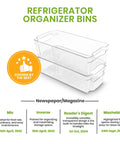 Clear Plastic Stackable Fridge Storage Bins 8 Pack Pantry Organization Cubes For Grocery Management And Fresh Food Keepers stacked in a refrigerator.