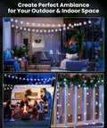 2-Pack 72 Ft Solar String Lights With 120 LEDs Waterproof Outdoor Patio Lights Auto On Off 8 Modes Perfect For Garden Yard Porch Wedding Decor Pure White illuminating an outdoor and indoor setting