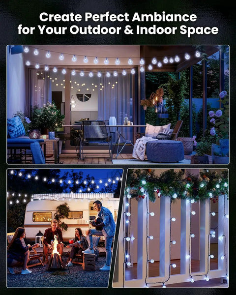 2-Pack 72 Ft Solar String Lights With 120 LEDs Waterproof Outdoor Patio Lights Auto On Off 8 Modes Perfect For Garden Yard Porch Wedding Decor Pure White illuminating an outdoor and indoor setting