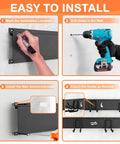 Installation steps for 48 Inch Garage Tool Organizer Wall Mount Heavy Duty Steel Rack For Tools Rakes Shovels Brooms Bikes And More