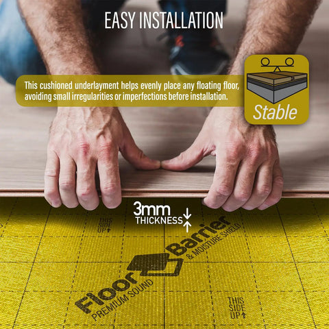 Real Deal Floor Underlayment With No Sweat Moisture Barrier delivers easy installation of 3mm thick foam underlayment.