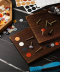 1152 Pcs Self Adhesive Screw Hole Stickers and 120 Pcs Screw Cap Covers Set, shown on wood boards, includes 12 colors for furniture.