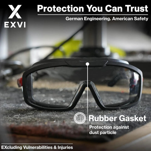 Anti Fog Safety Glasses With Rubber Gasket Seal Up To 95 Percent, Non OTG ANSI Z87.1, UV400 Protection, Scratch Resistant Lenses