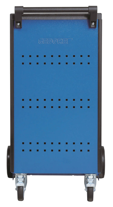 Solid As A Rock Seven Drawer Tool Trolley Made In Germany Featuring Thick Steel Heel Guard and Bumper Plus Side Panels Loaded With Standard Holes.