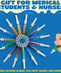 36 Pack Syringe Pens Set With Retractable Tip In Multi Color Ink Red Black Blue For Nurse Gifts Party Favors