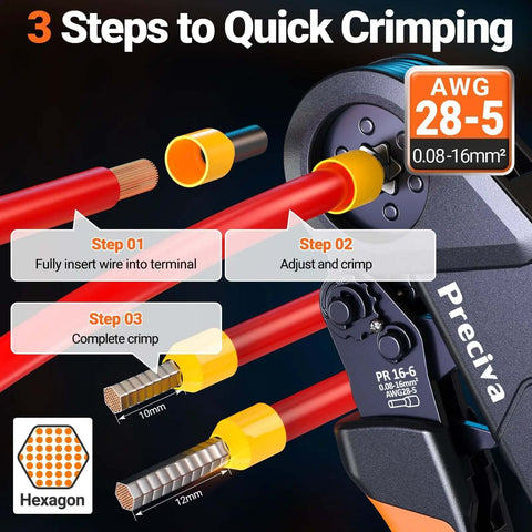 All In One Ferrule Crimping Tool Kit With Wire Stripper, Self Adjusting Ratchet Crimp Tool, 1660 Ferrules Connectors, AWG 28-5 Range