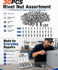 Kickstart Your Shop Grind With This Tough Button Rivet Locking Nut Assortment Featuring Solid Zinc Plated Steel Petal Expanding Fasteners For Zero Drama Furniture And Panel Fixes Using M4 M5 M6 Threads with assorted nuts in a box