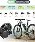 Mid Drive Ebike Motor Kit 1000W 48V 52V CAN Bus With LCD Display USB Programmable and green bike