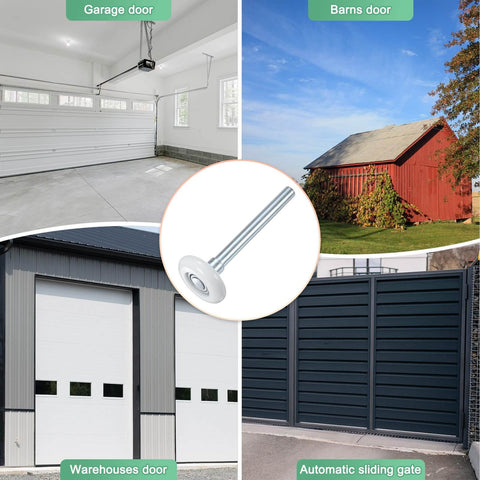 10 Pack Nylon Garage Door Rollers With Quiet 1.8 Inch Wheels And 4.3 Inch 109 Mm Stems High Load Beefed Up 11 Ball Sealed Bearings For Residential And Commercial Overhead Doors In White with various doors in background