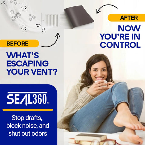Magnetic Vent Covers 3 Pack For Floor Wall And Ceiling Vents White Five Point Five By Twelve Inches With Complete Seal No Air Gaps Boosts Air To Active Rooms And Cuts Heating And Cooling Costs For RV And Home HVAC shown next to woman relaxing.