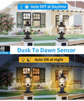 Dusk To Dawn Outdoor Post Light With Pier Mount Base 16.8 Inch Waterproof Hardwired 120V Oil Rubbed Bronze Post Lighting for home