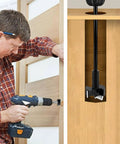 Heavy Duty 10 Inch Forstner Bit Extension With 3/8 Hex Shank shown in use drilling a hardwood door.