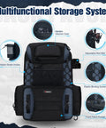 Fishing Tackle Backpack With Rod Holders And Four Tackle Boxes, Outdoor Gear Bag With Water-Resistant 600D Nylon And DWR Rain Cover, Black.