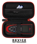 Lightweight Tough All In One Case For DISTO D2 330Ft And DISTO D1 120Ft Laser Distance Meters Keeps Your Gear Organized And Protected Fits Purse Bag Or Carry On The Go, open red PEVA case with meter and batteries
