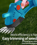 Bad Boy Cordless Grass Shears And 21V Mini Hedge Trimmer built heavy duty with dual blades for easy weed trimming in bright red.