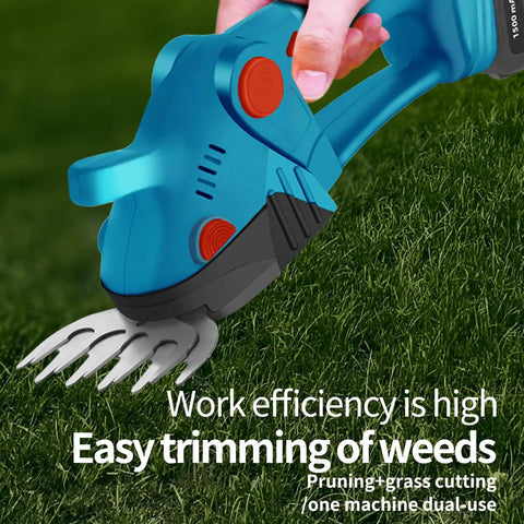 Bad Boy Cordless Grass Shears And 21V Mini Hedge Trimmer built heavy duty with dual blades for easy weed trimming in bright red.