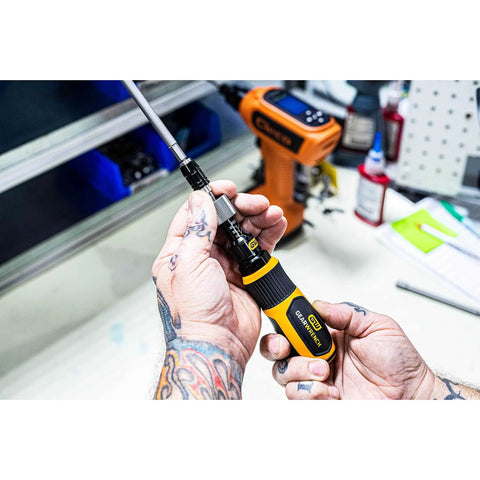 Person holding Quarter Inch Drive Torque Screwdriver with Pro Grade Build, Adjustable 10 To 50 Inch Pounds, Locking Collar