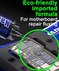 M35 No Clean Ultra Low Residue Lead Free Solder Flux Paste applied on mobile phone motherboard for precision repair