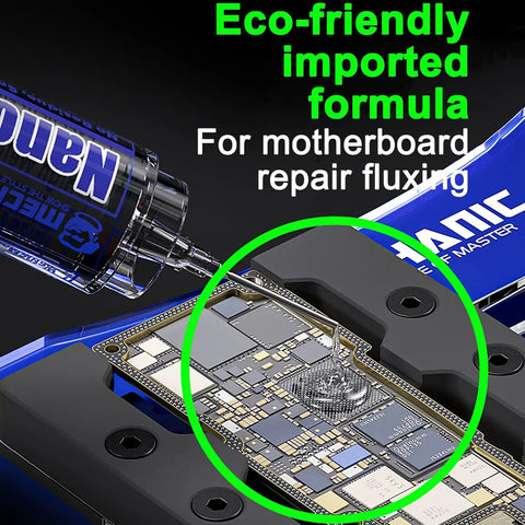 M35 No Clean Ultra Low Residue Lead Free Solder Flux Paste applied on mobile phone motherboard for precision repair