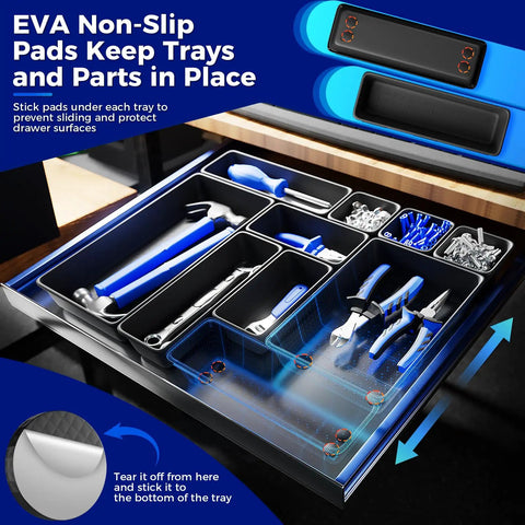 Sixteen Piece Extra Small Parts Organizer Trays For Nuts Bolts Screws Washers And Electrical Connectors Desk Drawer Bins