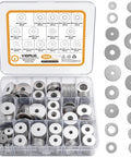 300 Piece Stainless Steel Washer Set With 15 Sizes From M3 To M12 Flat And Fender Washers 304 Stainless For Screws And Bolts Pro Grade DIY Home Auto Workshop Gear in labeled organizer case