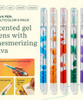 Scented Lava Gel Pen Set 5 Pack Multi Color 0.5mm Gel Pens Infused With Scented Essential Oil Blends And Mesmerizing Lava Bubbles