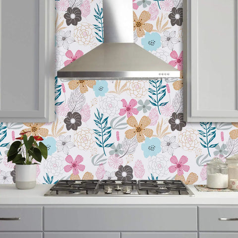Floral Peel And Stick Wallpaper For DIY Home Refresh Self Adhesive Waterproof Removable Floral Wall Covering in kitchen backsplash