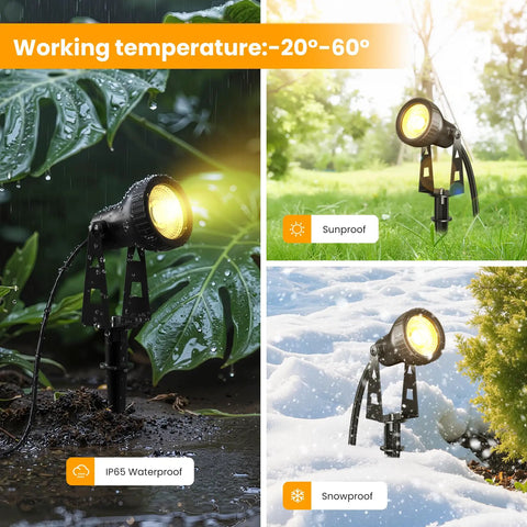 Outdoor Landscape Lighting Kit Six Pack With Transformer Plug In LED Spot Lights for various weather conditions