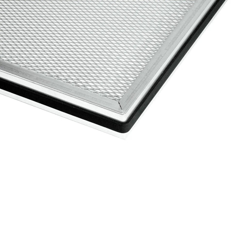 Close-up of Inner Air Filter 24x20x2 For IAFS1700 And IAFS2400 with Reemay white polyester, corner detail of frame.