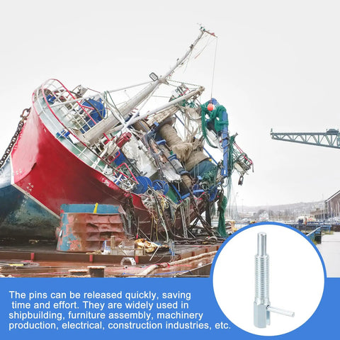 Heavy Duty Retractable Indexing Plunger Pin Four Pack Carbon Steel Spring Loaded Telescopic Locking Latch For Machinery And Shipbuilding used on ship.