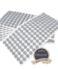 Hassle Free Real Deal Self Adhesive Felt Pads 1280 Pack Grey Round Furniture Glides each 0.47 inch thick for chair leg protection.