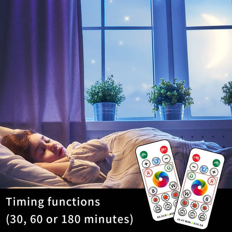 Child sleeping with remote controls for RGB Spotlight Battery Operated Accent Lights With Remote Dimmable Picture Light Rotatable Head