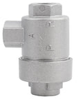 Quick Exhaust Valve For Pneumatic Systems, One Quarter Inch BSPT Threaded Aluminum, side view of one-way air release valve