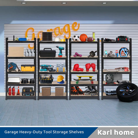 Hella Durable Wide Width 5 Tier Metal Shelving Rack With Quick Adjust Levels And Split Setup For Garage Pantry Or Basement Storage 1900 Lb Capacity Built Tough Black Utility Rack