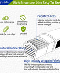 Cross-section of a durable drive belt with polyester cords, natural rubber body, and high-density fabric wrapping.
