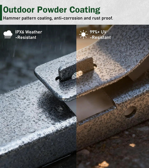 Close-up of steel surface with hammer gray powder coat finish, highlighting rust resistance of 2 Place Locking Trimmer Rack For Open Landscape Trailers Heavy Duty Steel Weed Eater Holder With Adjustable Straps Stores Trimmers Line Trimmer Hedge Clippers And Pole Tools Rust Resistant Hammer Gray Powder Coat Finish For Every Job.