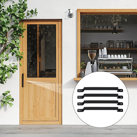 4 Pack 7.87 Inch Black Barn Door Handles Built To Last Heavy Duty Rustic Metal Cabinet Pulls for sliding door installation