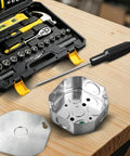 Four Inch Octagon Electrical Box With Cover Set Heavy Duty Galvanized Steel Octagonal Junction Box With Half Inch And Three Quarter Inch Knockouts Includes Matching Octagon Cover With Half Inch Knockout Hole.