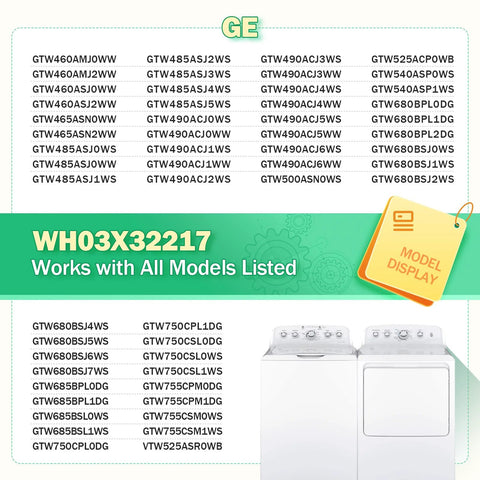 Washer One Half Horsepower Motor Pulley And Belt Nut Set For GE Washers Replacement Part Kit models list for WH03X32217