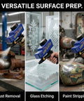 Portable Sand Blaster Gun Pro Kit For Auto, Patio And Furniture Restoration With Ceramic Nozzle in use for rust and paint removal