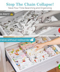 12 Pack Clear Drawer Dividers For Clothes 4 Inch Tall Expandable Dresser Organizers With Silicone Buffer Strips organized drawer with folded garments