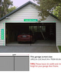 Garage Door Screen For 2 Car Garage 18x7 Ft Magnetic Closure Heavy Duty Screen With Self Sealing Fiberglass Mesh Retractable Net Easy Install Pass Through Keeps Bugs Out And Fresh Air In installed on garage.