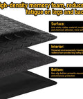Heavy Duty Anti Fatigue Mat Beat Fatigue While Standing All Day Industrial 2 By 5 Feet Ergonomic Shop Mat With Diamond Plate Texture Fifteen Sixteenth Inch Thick Non Slip Anti Static With Multi Layer Construction For Leg And Back Pain Relief layers detail