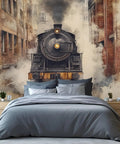 Vintage Locomotive Steam Train Wall Mural For Living Room And Bedroom, 3D Train Wallpaper Large 59x39.4 Inches, Silk Finish